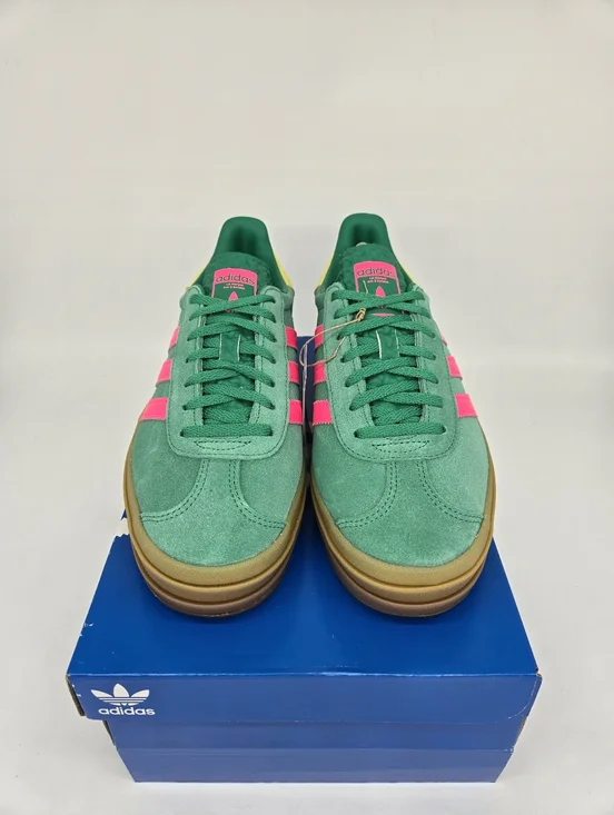 adidas Women's Gazelle Bold Court Green Lucid Pink Shoes Size 8.5 New - Picture 2 of 8